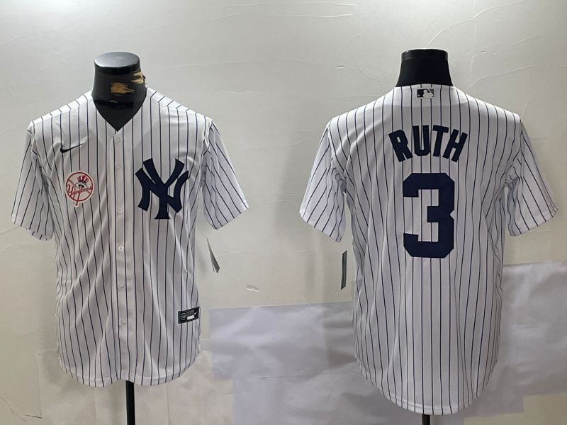 Men New York Yankees #3 Ruth White stripe Game 2024 Nike MLB Jersey style 1008->indianapolis colts->NFL Jersey
